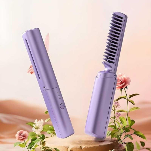 Portable Hair Straightening Hot Comb | Rechargeable & Cordless