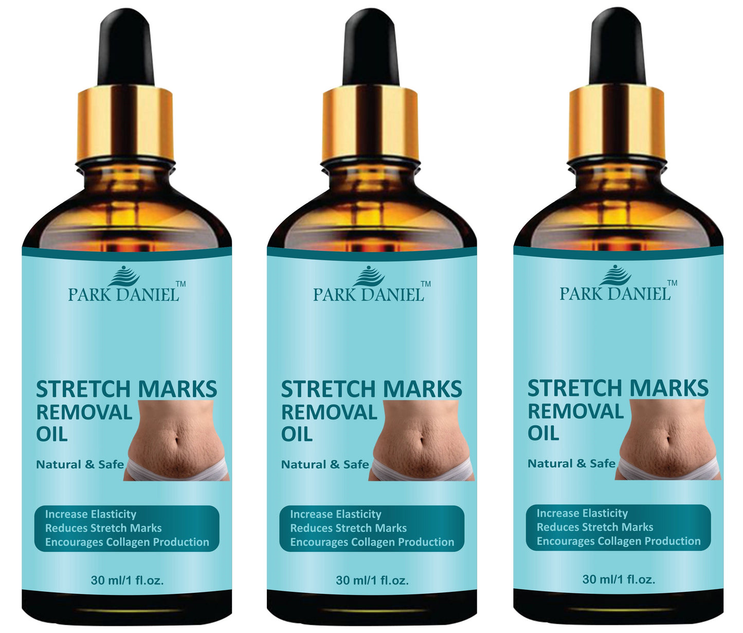 Park Daniel Premium Stretch Marks Removal Oil | Stretch Care Oil to Minimize Stretch Marks & Even Out Skin Tone Combo Pack of 3 of 30 ML(90 ML)